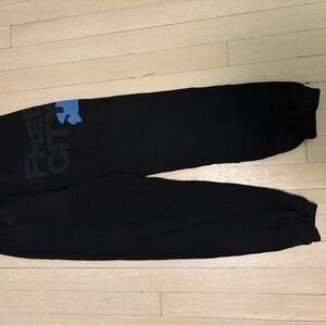 Freecity Black Joggers with Blue Logo